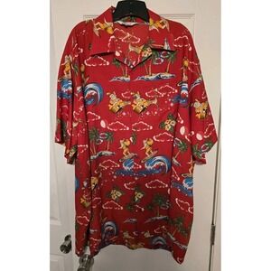 Alvish Surfing Santa Christmas Hawaiian Aloha Red Shirt Mens 4XL Big & Tall
